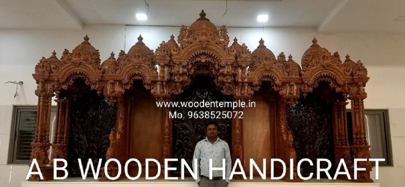 big size wooden temple manufacturer in Ahmedabad